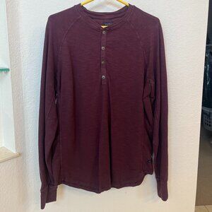 Goodman Burgundy Henley Long Sleeve Shirt - Mens Large